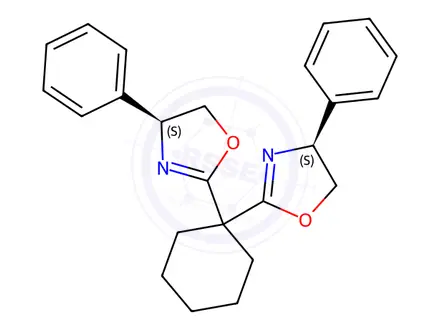 Chemical structure of (4S,4'S)-2,2'-Cyclohexylidenebis[4,5-dihydro-4-phenyloxazole]
