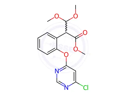 Chemical structure of 2-[(6-Chloro-4-pyrimidinyl)oxy]-α-(dimethoxymethyl)benzeneacetic Acid Methyl Ester