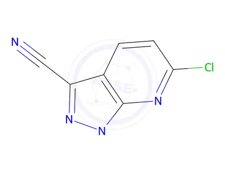 Chemical structure of 6-chloro-1-methyl-pyrazolo[3,4-b]pyridine-3-carbonitrile