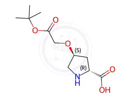 Chemical structure of (2R,4S)-4-(2-(tert-butoxy)-2-oxoethoxy)pyrrolidine-2-carboxylic acid