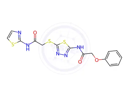 Chemical structure of N-(5-((2-Oxo-2-(thiazol-2-ylamino)ethyl)thio)-1,3,4-thiadiazol-2-yl)-2-phenoxyacetamide