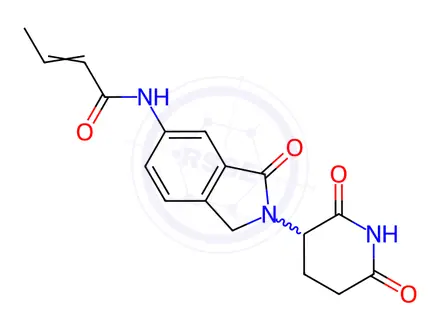 Chemical structure of N-[2-(2,6-dioxo-3-piperidyl)-3-oxo-isoindolin-5-yl]but-2-enamide