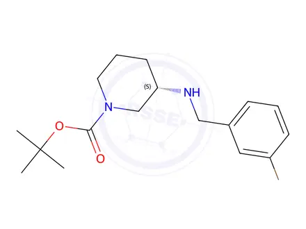 Chemical structure of (S)-tert-Butyl 3-?[(3-bromophenyl)methyl]amino?piperidine-1-carboxylate