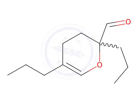 Chemical structure of 3,4-dihydro-2,5-dipropyl-2H-pyran-2-carbaldehyde