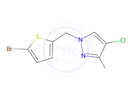 Chemical structure of 1-((5-Bromothiophen-2-yl)methyl)-4-chloro-1h-pyrazol-3-amine