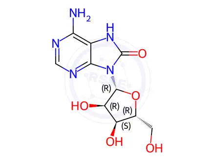 Chemical structure of 8-Hydroxyadenosine