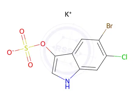 Chemical structure of Potassium 5-bromo-6-chloro-1H-indol-3-yl sulfate