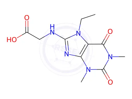 Chemical structure of Glycine, N-(7-ethyl-2,3,6,7-tetrahydro-1,3-dimethyl-2,6-dioxo-1H-purin-8-yl)-