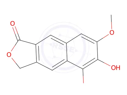 Chemical structure of 6-Hydroxy-5,7-dimethoxynaphtho[2,3-c]furan-1(3H)-one