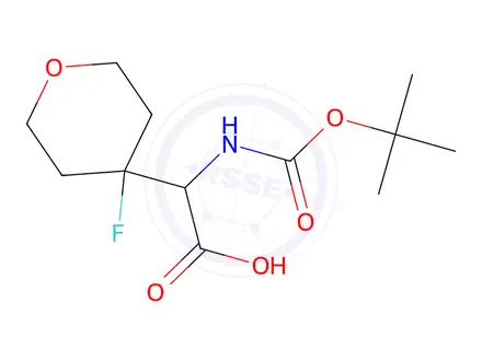 Chemical structure of 2-((Tert-butoxycarbonyl)amino)-2-(4-fluorotetrahydro-2H-pyran-4-yl)acetic acid