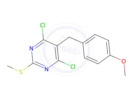 Chemical structure of 4,6-DICHLORO-5-(4-METHOXYBENZYL)-2-(METHYLTHIO)PYRIMIDINE