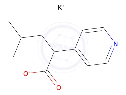 Chemical structure of potassium 4-methyl-2-(pyridin-4-yl)pentanoate