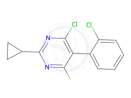 Chemical structure of 4,6-Dichloro-5-(2-chlorophenyl)-2-cyclopropylpyrimidine