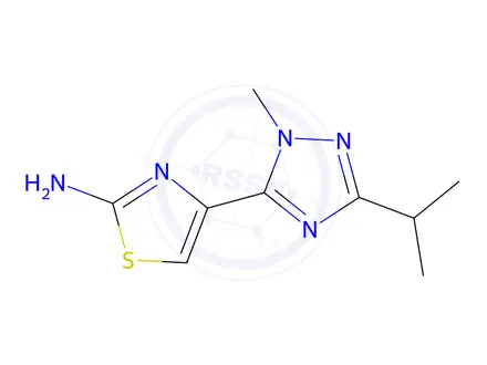 Chemical structure of 4-(3-Isopropyl-1-methyl-1h-1,2,4-triazol-5-yl)thiazol-2-amine