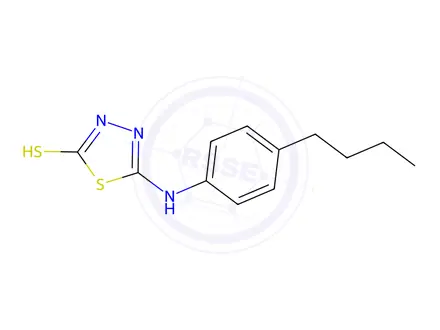 Chemical structure of 5-[(4-butylphenyl)amino]-1,3,4-thiadiazole-2-thiol