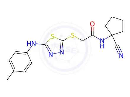 Chemical structure of N-(1-Cyanocyclopentyl)-2-((5-(p-tolylamino)-1,3,4-thiadiazol-2-yl)thio)acetamide