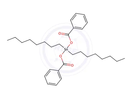 Chemical structure of Dioctyltin(IV)dibenzoate