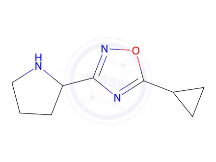 Chemical structure of 5-Cyclopropyl-3-(pyrrolidin-2-yl)-1,2,4-oxadiazole