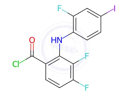 Chemical structure of Benzoyl chloride, 3,4-difluoro-2-[(2-fluoro-4-iodophenyl)aMino]-