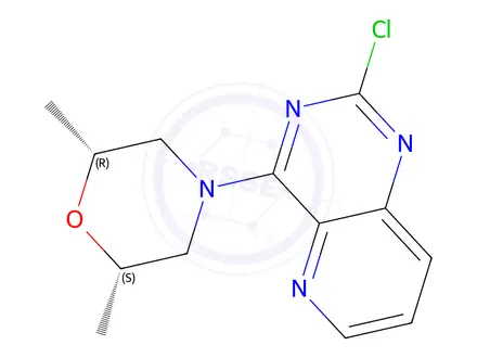 Chemical structure of (2S,6R)-4-(2-Chloropyrido[3,2-d]pyrimidin-4-yl)-2,6-dimethylmorpholine