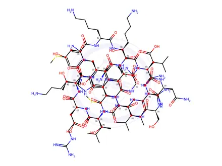 Chemical structure of Vasoactive intestinal octacosapeptide (guinea pig)