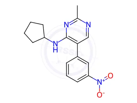 Chemical structure of N-Cyclopentyl-2-methyl-5-(3-nitrophenyl)pyrimidin-4-amine