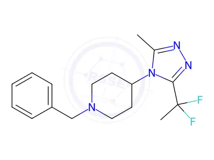 Chemical structure of 1-Benzyl-4-[3-(1,1-difluoroethyl)-5-methyl-1,2,4-triazol-4-yl]piperidine