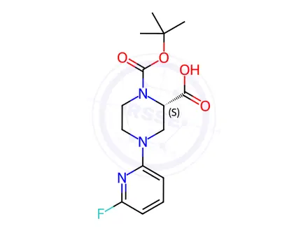 Chemical structure of (S)-1-(tert-Butoxycarbonyl)-4-(6-fluoropyridin-2-yl)piperazine-2-carboxylic acid