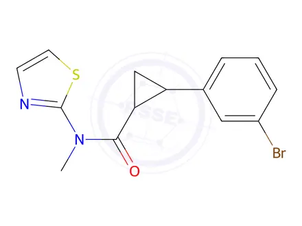 Chemical structure of 2-(3-Bromophenyl)-N-methyl-N-(thiazol-2-yl)cyclopropane-1-carboxamide