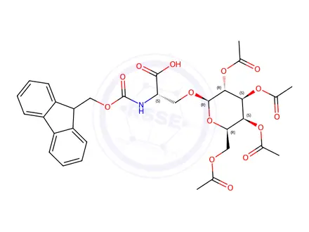 Chemical structure of 2,3,4,6-Tetra-O-acetyl-b-D-galactopyranosyl-(N2-Fmoc)-L-serine