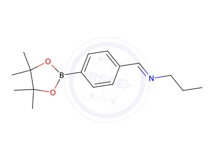 Chemical structure of (E)-N-(4-(4,4,5,5-Tetramethyl-1,3,2-dioxaborolan-2-yl)benzylidene)propan-1-amine