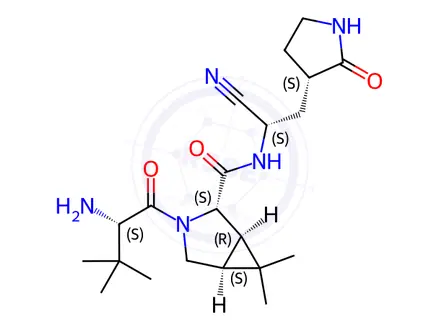 Chemical structure of (1R,2S,5S)-3-((S)-2-Amino-3,3-dimethylbutanoyl)-N-((S)-1-cyano-2-((S)-2-oxopyrrolidin-3-yl)ethyl)-6,6-dimethyl-3-azabicyclo[3.1.0]hexane-2-carboxamide