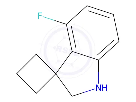 Chemical structure of Spiro[cyclobutane-1,3'-[3H]indole], 4'-fluoro-1',2'-dihydro-