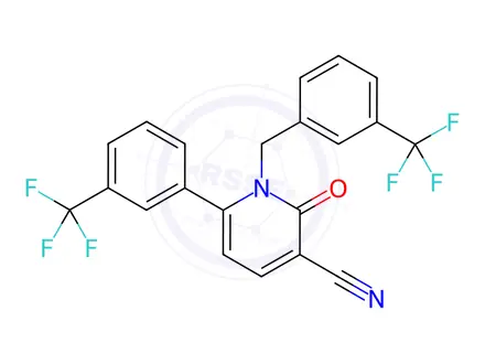 Chemical structure of 2-Oxo-6-[3-(trifluoromethyl)phenyl]-1-{[3-(trifluoromethyl)phenyl]methyl}-1,2-dihydropyridine-3-carbonitrile