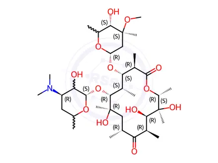 Chemical structure of Erythromycin, 4′′-O-methyl