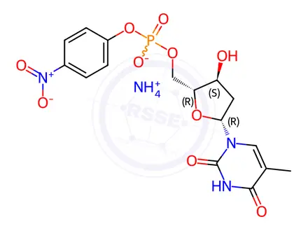 Chemical structure of 4-Nitrophenyl Thymidine-5′-monophosphate, Ammonium Salt