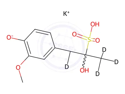 Chemical structure of α,4-Dihydroxy-3-methoxy-α-methyl-benzeneethanesulfonic Acid Potassium Salt-d5