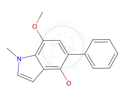 Chemical structure of 7-Methoxy-1-methyl-5-phenyl-1H-indol-4-yl acetate