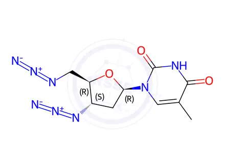 Chemical structure of 1-((2R,4S,5R)-4-Azido-5-(azidomethyl)tetrahydrofuran-2-yl)-5-methylpyrimidine-2,4(1H,3H)-dione