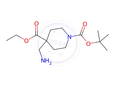 Chemical structure of 1-tert-Butyl 4-ethyl 4-(aminomethyl)-piperidine-1,4-dicarboxylate hydrochloride
