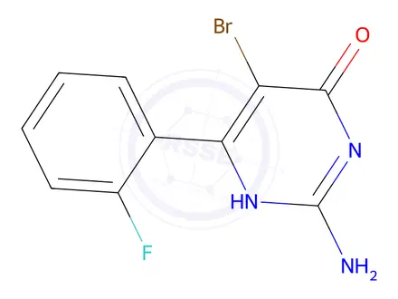 Chemical structure of 2-Amino-5-bromo-6-(2-fluorophenyl)pyrimidin-4(3H)-one