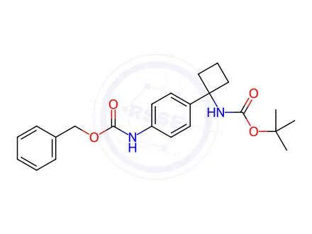 Chemical structure of Carbamic acid, N-[4-[1-[[(1,1-dimethylethoxy)carbonyl]amino]cyclobutyl]phenyl]-, phenylmethyl ester