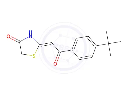 Chemical structure of (2Z)-2-[2-(4-tert-butylphenyl)-2-oxoethylidene]-1,3-thiazolidin-4-one