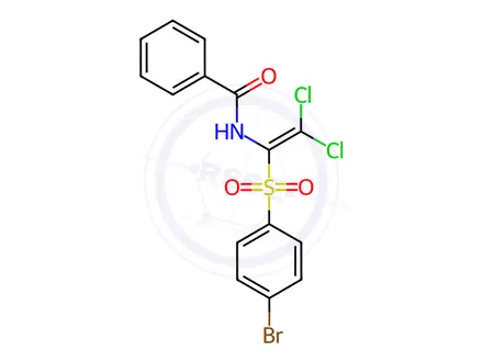 Chemical structure of N-(1-((4-Bromophenyl)sulfonyl)-2,2-dichlorovinyl)benzamide