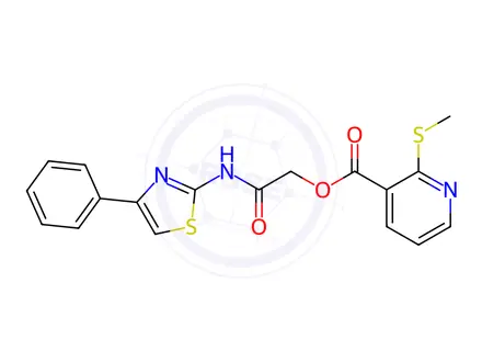 Chemical structure of 2-Oxo-2-((4-phenylthiazol-2-yl)amino)ethyl 2-(methylthio)nicotinate