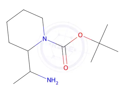 Chemical structure of Tert-butyl 2-(1-aminoethyl)piperidine-1-carboxylate