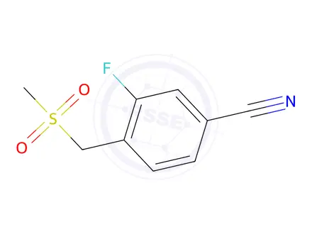 Chemical structure of 3-Fluoro-4-((methylsulfonyl)methyl)benzonitrile