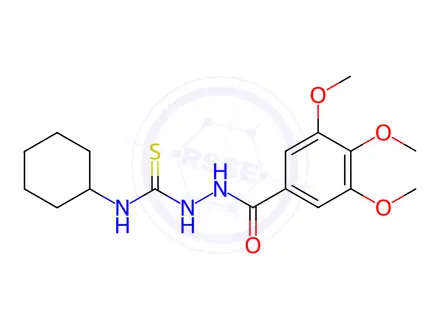 Chemical structure of N-cyclohexyl-2-(3,4,5-trimethoxybenzoyl)hydrazine-1-carbothioamide