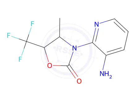Chemical structure of 3-(3-Aminopyridin-2-yl)-4-methyl-5-(trifluoromethyl)-1,3-oxazolidin-2-one
