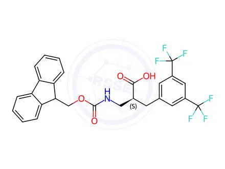 Chemical structure of Fmoc-(S)-3-amino-2-(3,5-bis(trifluoromethyl)benzyl)propanoicacid